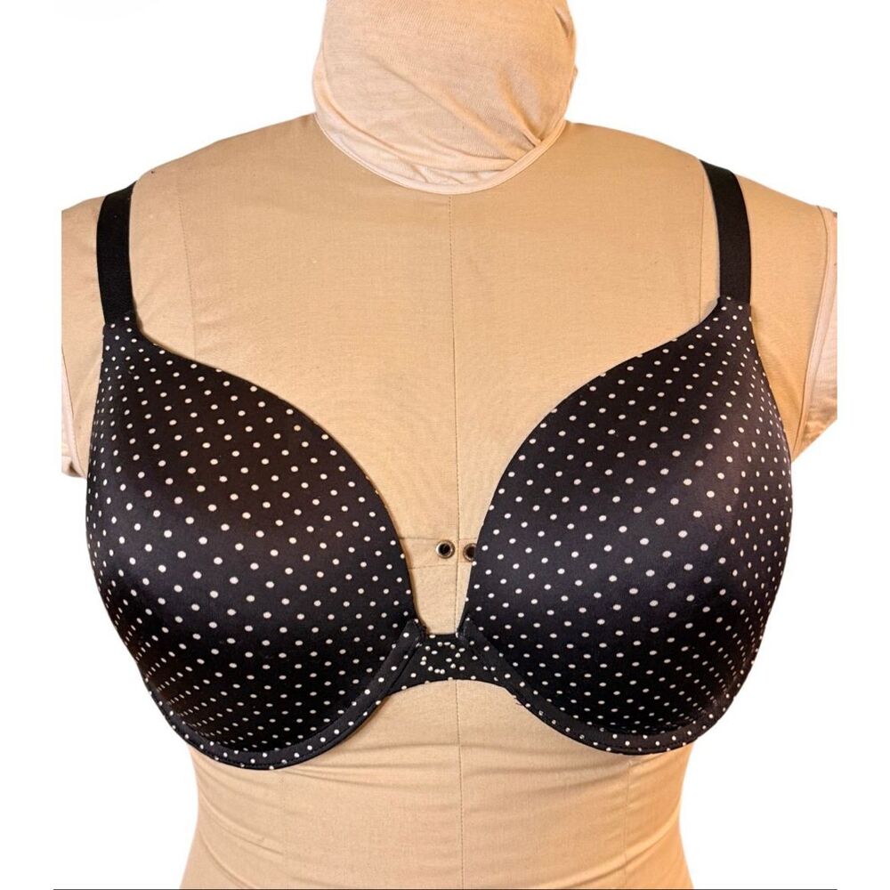 Wacoal Polka Dot Underwire Comfort T-Shirt Bra Sz. 38D Black & White Smooth